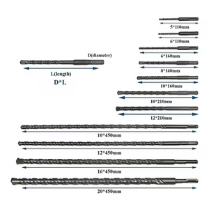 17pcs sds בתוספת מקדחה פטיש סיבובי 3/16 "כדי 5/8" טונגסטן קרביד בטון טבל כלי קידוחים