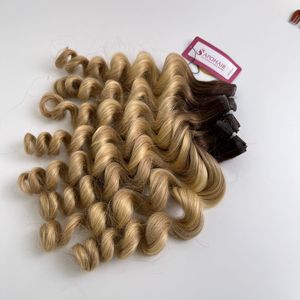 バージンレミーヘアエクステンション二重描画ダークブラウンストレートフラット横糸ボディウェーブスタイル