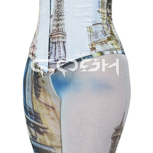 Overbust steelboned thời trang và tập thể dục mặc Eiffel tháp in satin Corset với phía trước busk đóng cửa, Corset Nhà cung cấp - Product Image 5