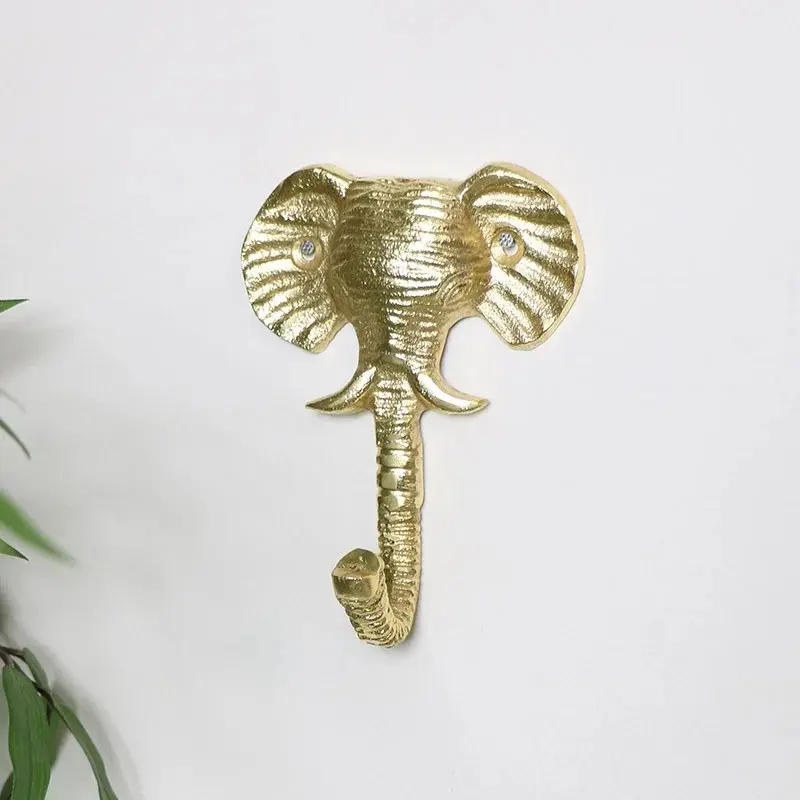 Cast Elephant Shape Kleider haken Vergoldete Aluminium-Wand haken