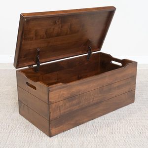 Anti-Slam menteşeler ile ahşap saklama dolabı el yapımı göğüs depolama gövde katı ahşap sandık kolları ile - Product Image 4