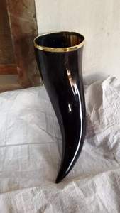 Authentic Viking Nautical Style Drinking <strong>Horn</strong> Food-Safe <strong>Cup</strong> with Iron Stand Best Quality Carved Flower No Leaks for Beer - Product Image 6