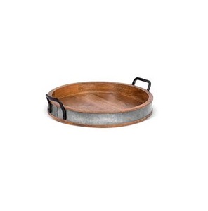 金属和木制托盘家用和最佳设计大尺寸圆形木制和金属托盘出售 - Product Image 1