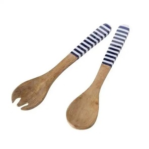 Hochwertiger runder Holz löffel mit Gabel griff für Suppe und Salat Party Küchen artikel Küchen geschenke Niedriger Preis