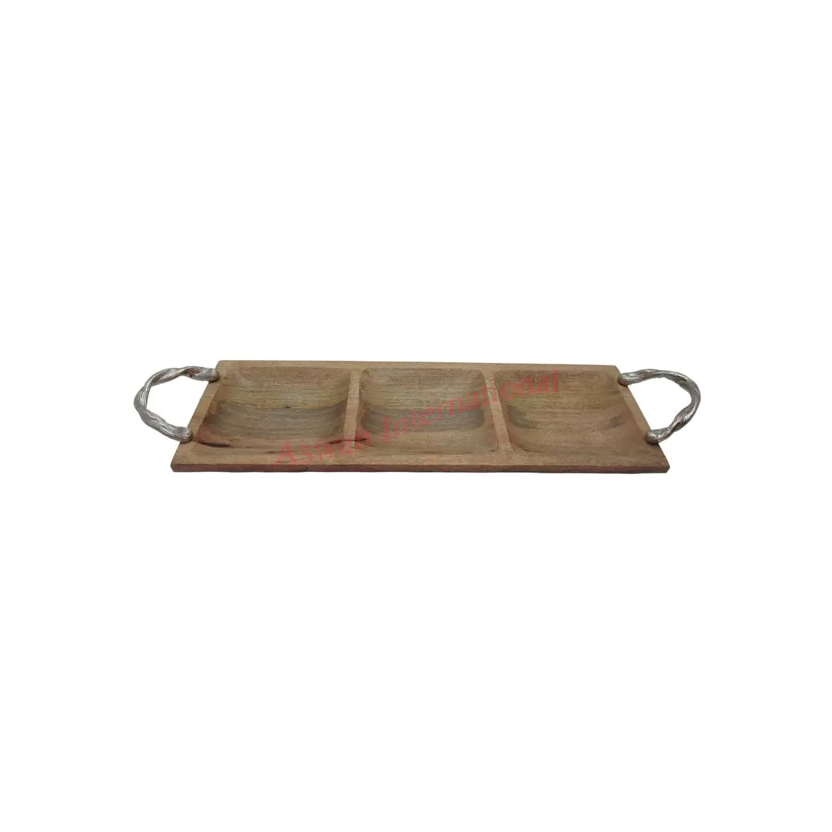 Handcrafted High Quality Rectangular Wooden Serving Tray with Handles Customizable Serveware