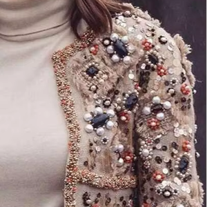 Kızlar için tasarımcı boncuklu Denim ceket nakış detaylandırma ihracat ve toplu fırsatlar için rahat görünüyor stil ekler - Product Image 1