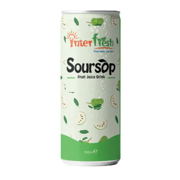 Soursop meyve suyu içecek püre Vietnam günlük alkolsüz içecek suyu taze meyve, yüksek Vitamin ve Mineral 10% Brix suyu Can