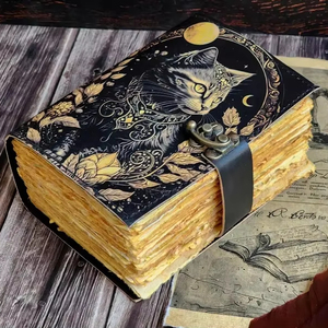 レザージャーナルスペルウィザードキャットブックブランクMagikノートブックBook Of Shadows Wiccan Pagan grimoire book for Traveling Sketchbook - Product Image 3