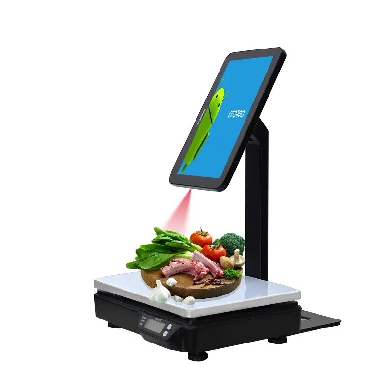 Süpermarket 30Kg yazarkasa ağırlık hesap elektronik dijital ağırlık dengesi dokunmatik ekran Pos ölçeği Ai kamera ile