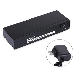 Caja divisora accionado de 8 vías, 3 RCA, 1 en 8 salidas, duplicador de distribución de Audio y vídeo compuesto con adaptador de corriente - Product Image 1