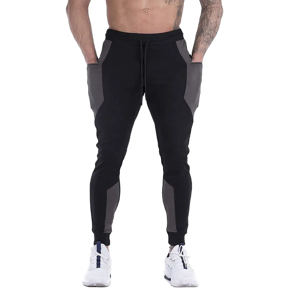 Pantalones de correr Pantalones de chándal transpirables Slim Fit Ropa de calle Negro Blanco Cremallera Doble lista para hombre joggers de lana