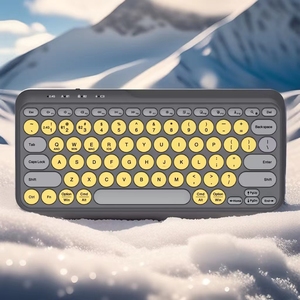 Multi-Color Wireless Retro Round Typewriter <strong>Keyboard</strong>, Mini Design with Foldable Stands for Laptop and Office <strong>Use</strong> - Product Image 6