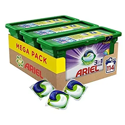 Ariel 3-in-1 bakla yıkama sıvısı çamaşır deterjanı tablet/kapsül, 114 yıkar (38x3)