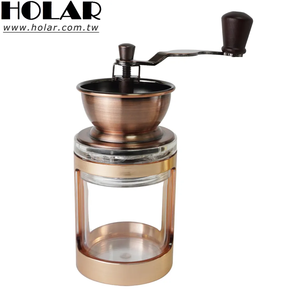 Moedor de café manual ajustável fabricado premium, moedor de café manual [holar] com pote de armazenamento grande