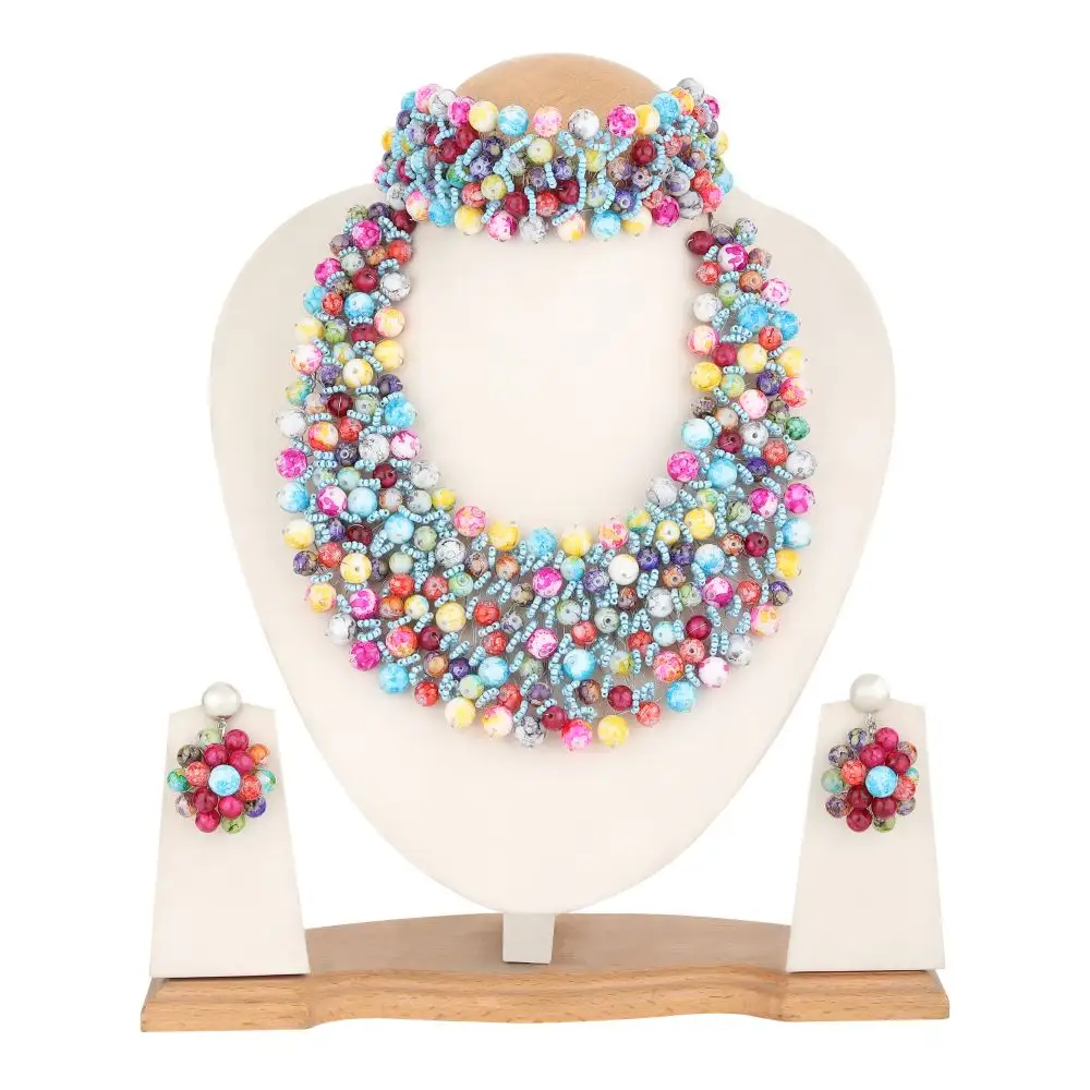 Vendita calda collana di grandi dimensioni collana fatta a mano con perline di cristallo di lusso bavaglino sciarpa girocollo per donna