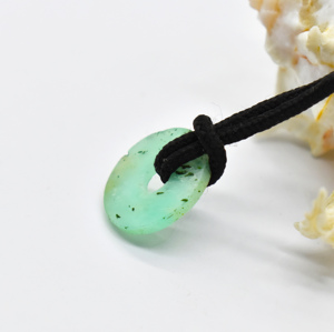 Doğal düz Chrysoprase Donut kolye 20X20X2mm kaplama gevşek taş kolye ile inci elmas Charms ana malzeme yeşim - Product Image 2