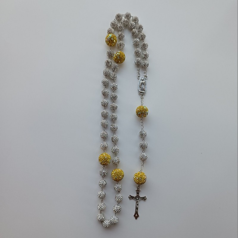 Collana rosario giallo bianco 6
