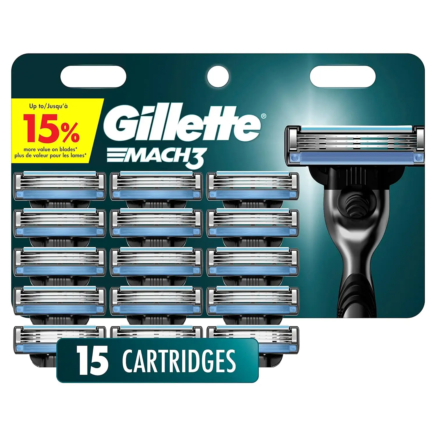 Recargas de lâmina de barbear Gillette Mach3 para homens, melhor qualidade, 15 recargas de lâmina de barbear no atacado