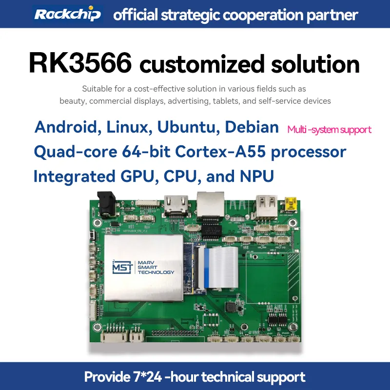 Rockchip RK3566 Quad Core Arm Motherboard komputer Android 11 OS Motherboard untuk papan tampilan iklan