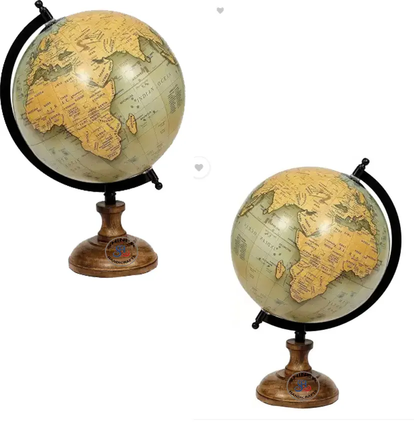 Mappa del mondo della decorazione della tavola del Desktop del globo del mondo ruotato multicolore nautico con Base in legno-globo del mondo rotante decorativo Vintage