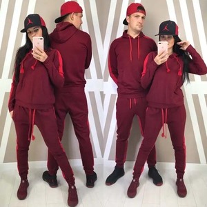 マッチングカップルトラックスーツ服服デザインあなた自身のカップルパーカーとジョガーセットカスタムロゴユニセックススリムフィットスーツ - Product Image 5