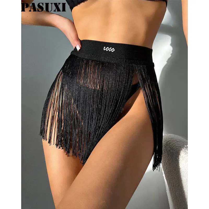 PASUXI 2023 nueva tendencia falda con flecos sólidos ropa de playa ganchillo playa Vestido corto Resort Bikini cubierta nadar falda inferior