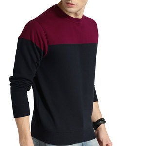 Basics Cotton Blended Oversized Crewnecks Fleece Color <strong>Block</strong> Pullover Custom Sweater Men's Hoodies Crewneck Sweatshirt for Men - Product Image 2