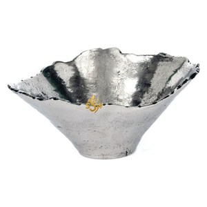 金属设计师花式上菜碗银色闪亮抛光树枝形底座红色餐具日式碗