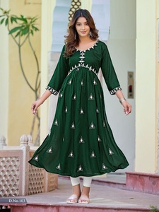 14 kg Heavy Rayon Alia Cut Style <strong>Kurti</strong> with Embroidery Work Collection for Women