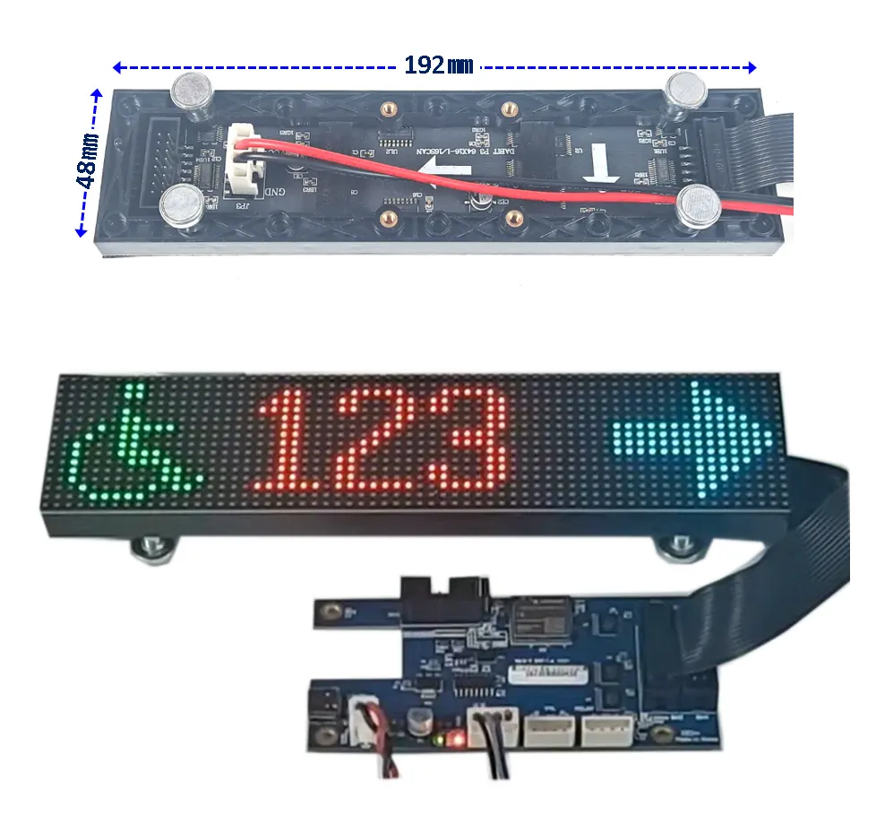 P3 48x192mm, kit display pesan teks LED waktu nyata industri untuk tempat parkir, PC PLC tertanam, RS232 dalam ruangan