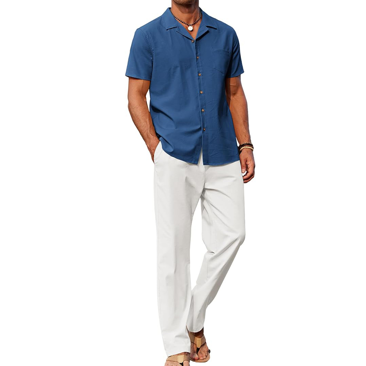 Navy Shirt White Pants