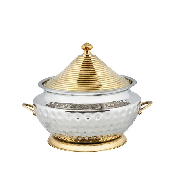 Luxury Design Stainless Steel Chafing Dish Golden Lid Hotel and Wedding Catering Usage Equipment Buffet Food Warmer Pot