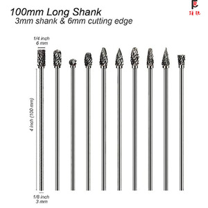 D1009m06 100 150 200 mét <span class=keywords><strong>Shank</strong></span> dài <span class=keywords><strong>Shank</strong></span> carbide burr <span class=keywords><strong>Cutter</strong></span> Khắc Máy xay <span class=keywords><strong>bit</strong></span> khắc tungsten carbide quay tập tin - Product Image 5