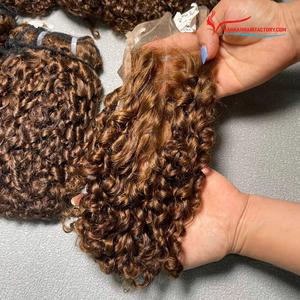 新しいスタイルの蒸しピクシーヘアエクステンション束横糸ヘアマシン横糸と閉鎖レースかつら人間の髪を作るために - Product Image 6