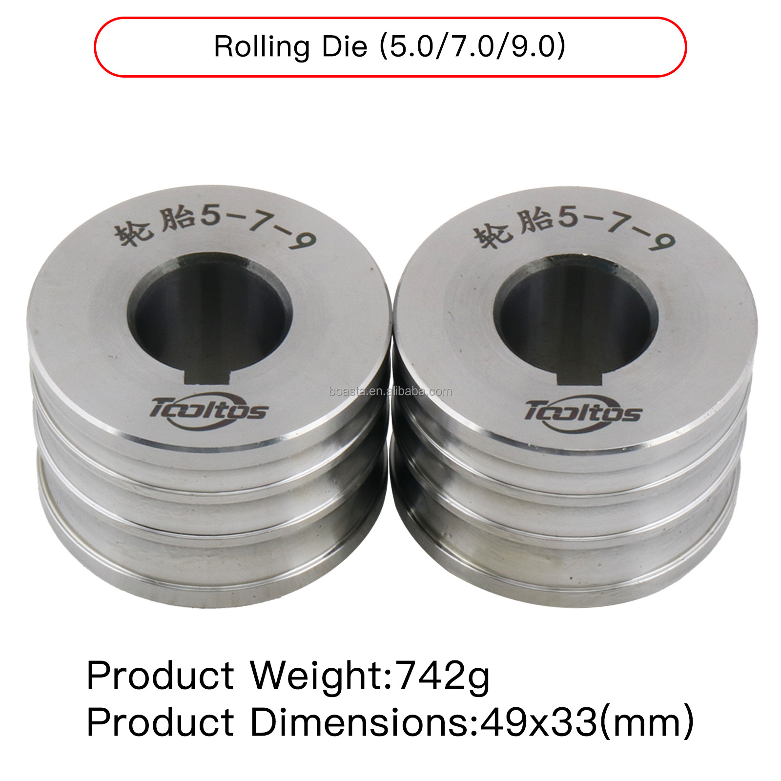 5014 (Paire) Roulettes semi-rondes (type pneu) 5/7/9 mm
