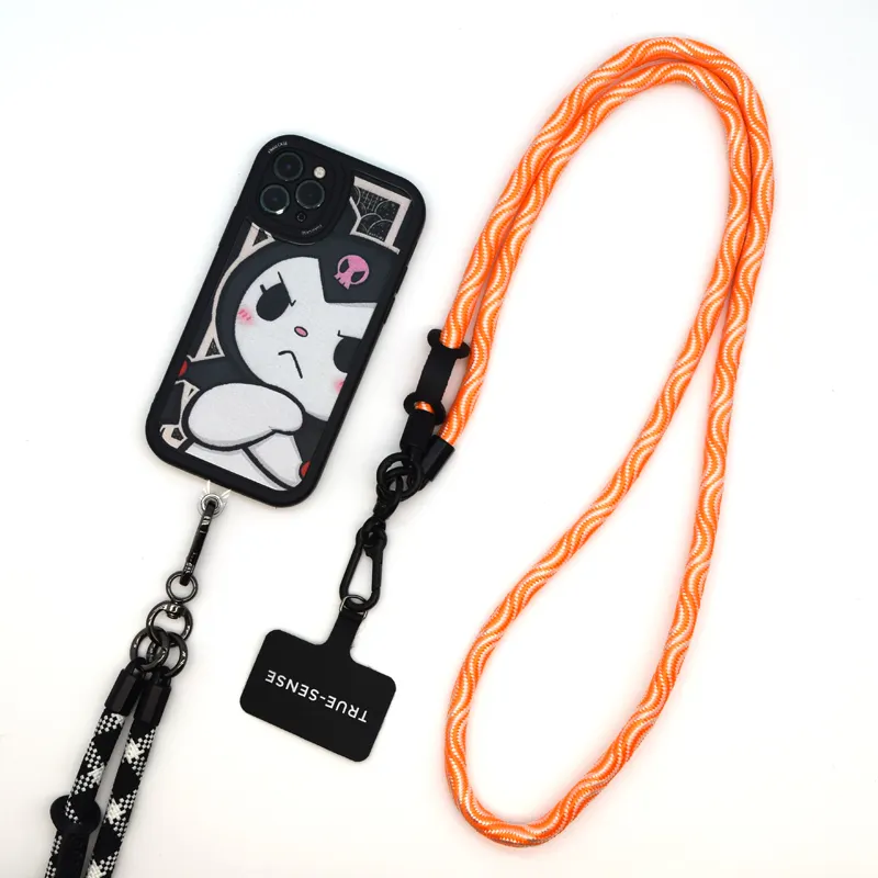 Casing ponsel selempang bahu panjang leher dapat disetel, casing ponsel tebal bulat tali Lanyard untuk iphone