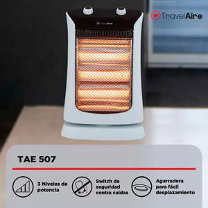 TRAVEL AIR電気ヒーターモデルTAE507 3レベル温度制御最適な快適さ - Product Image 3