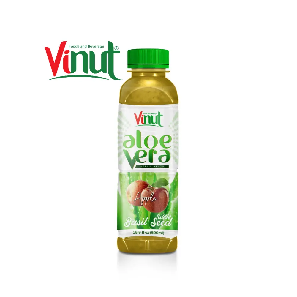 FlOz VINUT-bebida Aloevera fresca, manzana con Semilla de albahaca, fabricante de alta fibra, 16,9