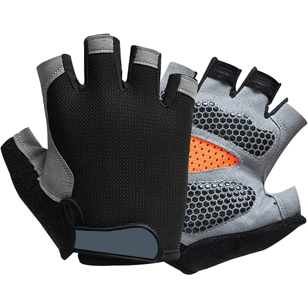 Sublimación de impresión Gel Pad Bike Guantes Impermeable Transpirable Medio dedo Bicicleta Montar Deportes Ciclismo Guantes