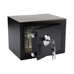 17cm Steel Mechanical Home Safety <strong>Box</strong> with Key <strong>Lock</strong> Small Safe Money Cash Deposit Jewelry File Locker - Product Image 1