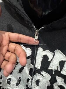 仿旧刺绣黑色连帽衫重型500 GSM太阳褪色酸洗行业超大配件男女通用