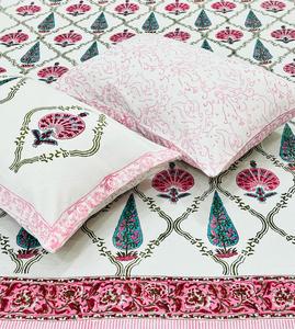 Modern Cotton Bed <strong>Sheet</strong> with Hand Block Print 2 Pillow Covers Indian Sanganeri Print Home Decorative Bed Room Product - Product Image 2