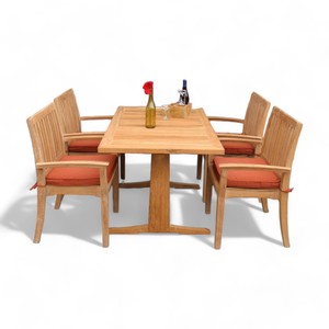 Stile moderno <span class=keywords><strong>Java</strong></span> Teak legno all'aperto Set da pranzo rettangolare giardino tavolo & sedie con tradizionale mortasa costruito in vendita