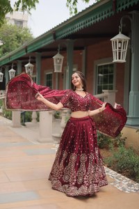 נחמד מעצב צעיף gae בנות lehnga choli עם רקמה כבדה גבול מיוחד ללבוש בגדים הפקיסטני הודי <span class=keywords><strong>2025</strong></span>