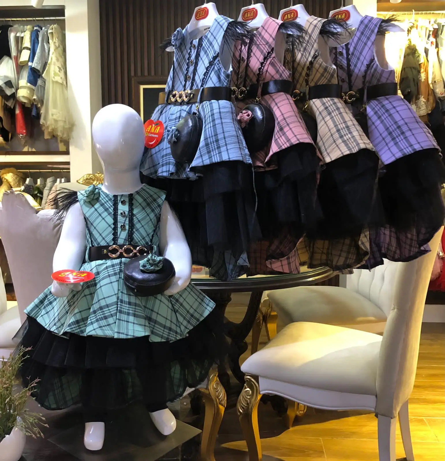 Kontrol kemeri çanta frocks güzel sınır pamuk frocks yeni tasarım bebek kız parti elbiseleri