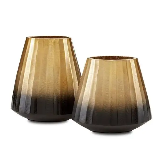 Metallo di forma ovale in alluminio lino Design elegante di alta qualità Best seller due tonalità vasi fioriera