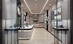 LED Light Interior Design Showcase Display Cabinet Varnished Store Decoration Jewelry Shopfitting Furniture Watches <strong>Shops</strong>