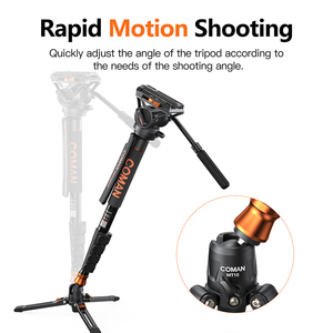 Coman dk327aq6 chuyên nghiệp nhỏ gọn và di động nhôm Video Monopod với chất lỏng đầu - Product Image 2