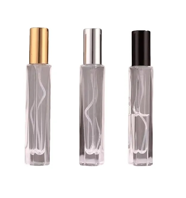 Botella de spray de perfume al por mayor, botella de vidrio transparente separada, botella de maquillaje de muestra de viaje portátil