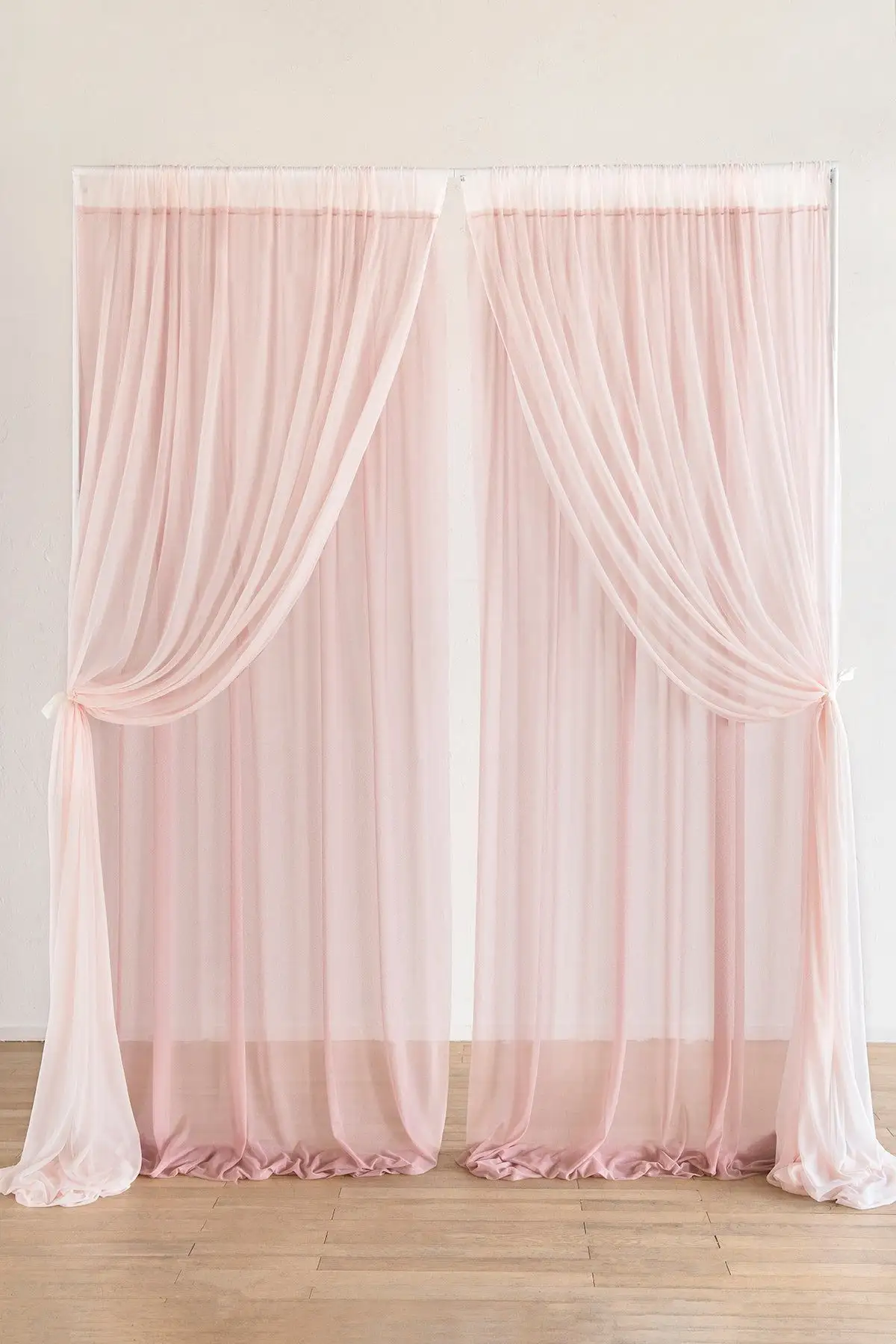 20FT x 10FT Double Layer Polyester Chiffon Pipe And Drape With Rod Pockets Drapes For Wedding Decoration